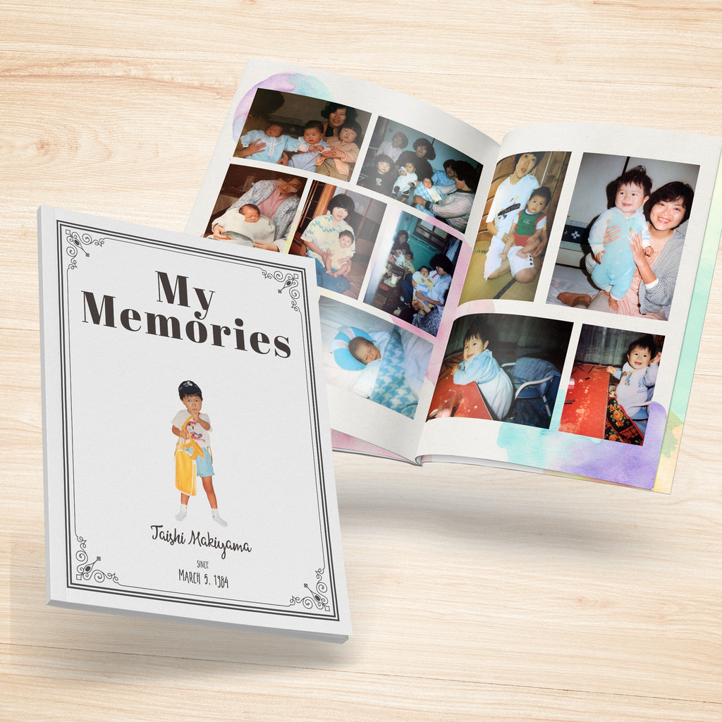 結婚式で両親へ感謝の思いを伝える記念品。マガジンタイプの子育て卒業アルバムのイメージ